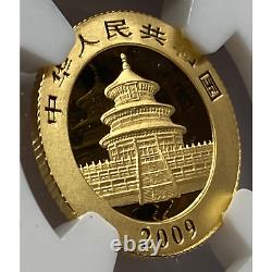 2009 China 1/10 oz Gold Panda 50Y NGC MS70.999 Fine Coin