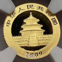 2009 China 1/10 oz Gold Panda 50Y NGC MS70.999 Fine Coin