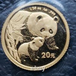 2009 China Panda 1/20 oz 20 Yuan Gold Coin. 9999 24K Fine Gold SEALED