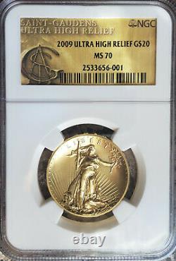 2009 Ngc Ms70 MMIX Ultra High Relief Uhr Gold Double Eagle $20.9999 Fine 24 Ct