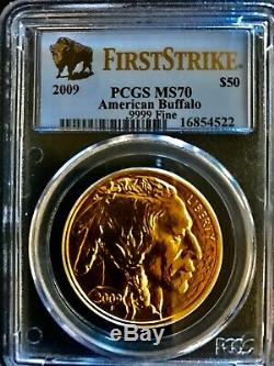 2009 PCGS 413935 $50 American Buffalo First Strike. 9999 Fine Gold Grade MS-70