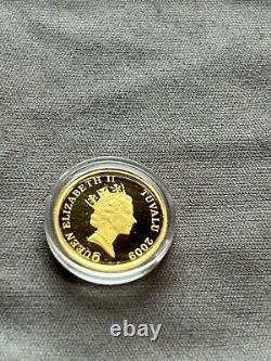 2009 Tuvalu Gold Owl Coin 1/25oz Fine. 999 Gold Rare Low Minted BU