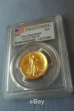 2009 Ultra High Relief Double Eagle FIRST STRIKE. 9999 Fine Gold Coin PCGS MS 70