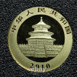 2010 1/20 oz. 999 Fine Gold 20 Yuan Panda Gold Coin In Capsule