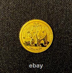 2010 1/20 oz. 999 Fine Gold Panda 20 Yuan Gold Coin BU. 05 oz AGW