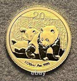 2010 China Panda 1/20 oz. 999 Fine Gold 20 Yuan Coin Proof Like Good Coin