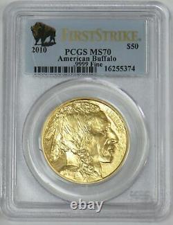 2010 GOLD $50 AMERICAN BUFFALO 1 oz. 999 FINE COIN PCGS MS 70 FIRST STRIKE