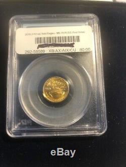 2010 Gold Eagle $5 PCGS MS70.1/10 oz. 999 Fine Gold. First Strike