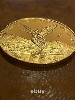 2010 Mexico Libertad 1/2 oz Fine. 999 Gold Proof Coin Rare BU