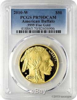 2010-W $50 American Buffalo. 9999 Fine Gold PCGS PR70DCAM