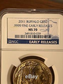2011 $50 BUFFALO. 9999 Fine Early Release Gold Coin! NGC MS 70 PERFECT COIN