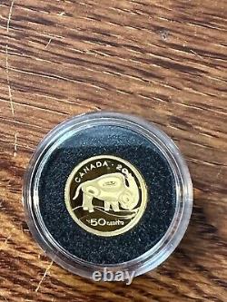 2011 Canada 50-Cent. 9999 Fine Gold Proof Wood Bison Coin WithCOA