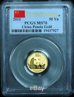 2011 China 50 Yuan 1/10 Oz 999 Fine Gold MS70 PCGS First Strike