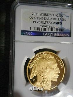 2011 W American Gold Buffalo G$50 1 oz NGC PF70 Early Releases. 9999 Fine