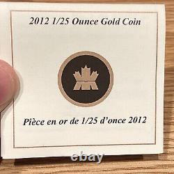 2012 Canada 1 Cent Fine Gold Coin Farewell Penny 1/25 oz Gold With Box, Coa