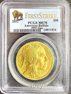 2012 G$50 Gold American Buffalo 24KT. 9999 Fine MS70 PCGS FIRST STRIKE COIN