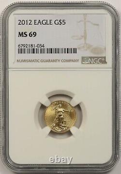 2012 Gold Eagle $5 NGC MS 69 (Tenth-Ounce) 1/10 oz Fine Gold