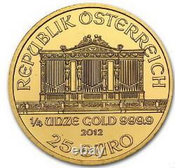 2012 Uncirculated 1/4 oz Austrian Fine. 9999 Gold Philharmonic Bullion Coin