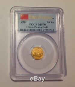 2013 20¥ China Gold Panda PCGS First Strike MS70.999 Fine Gold