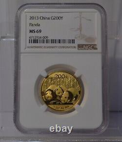 2013 China Gold 200 Yuan Panda Ngc Ms69 1/2 Oz. 999 Fine Gold Coin