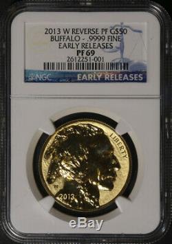 2013-W Buffalo Gold $50.9999 Fine NGC PF69 Rev Proof Early Releases Blue Label