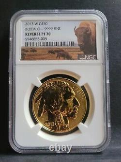 2013W G$50 Buffalo Reverse Proof 999 Fine Gold Coin NGC PF70 PR70 unique label