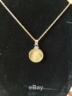 2014 1/10 oz American Gold Eagle Fine Gold Coin Pendant with 14kt Gold Chain