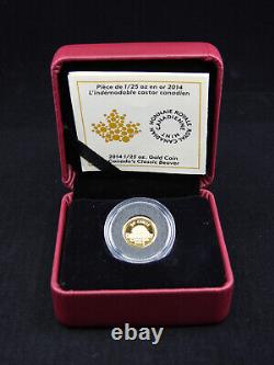 2014 1/25 oz 1.27g 50 Cents Gold Coin Proof 9999 Fine Au CANADA'S CLASSIC BEAVER
