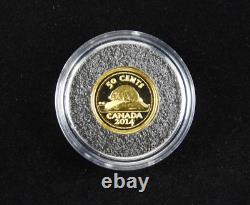 2014 1/25 oz 1.27g 50 Cents Gold Coin Proof 9999 Fine Au CANADA'S CLASSIC BEAVER