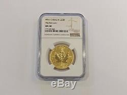 2014 1 oz Gold Canada Maple Leaf $50 Coin. 9999 Fine Graded NGC MS 68