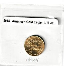 2014 AMERICAN GOLD EAGLE 1/10 oz. 917% FINE GOLD BU GREAT COLLECTOR COIN