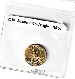 2014 AMERICAN GOLD EAGLE 1/10 oz. 917% FINE GOLD BU GREAT COLLECTOR COIN