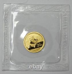 2014 China 20 Yuan Panda 1/20oz. 999 Fine Gold Fractional Coin SEALED