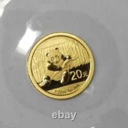 2014 China 20 Yuan Panda 1/20oz. 999 Fine Gold Fractional Coin SEALED