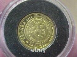 2014 Espana Spain 20 Euro. 999 Fine Gold Coin Unusual Hard To Find 1.24 Grams