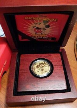 2014 Niue 90 Years of Disney Mickey Mouse 1/4 oz. 9999 fine gold Proof Coin