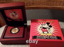 2014 Niue 90 Years of Disney Mickey Mouse 1/4 oz. 9999 fine gold Proof Coin