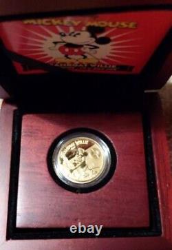 2014 Niue 90 Years of Disney Mickey Mouse 1/4 oz. 9999 fine gold Proof Coin