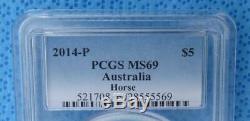 2014 PCGS MS 69 Australia Year of the Horse 1/20th Ounce. 9999 Fine Gold $5