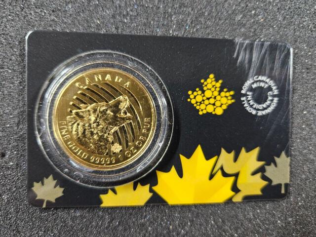 2014 Royal Canadian Mint 1 Oz Gold Coin. 99999 Fineness Wild Howling Wolf