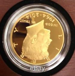 2014 W 50th Anniversary Kennedy Half Dollar Gold Proof Coin 99.99% Fine