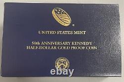 2014-W Kennedy Half Dollar 50C 3/4oz 9999 Fine Gold Coin with Box & COA 50th Anniv