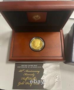 2014-W Kennedy Half Dollar 50C 3/4oz 9999 Fine Gold Coin with Box & COA 50th Anniv