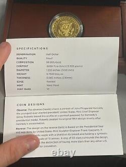 2014-W Kennedy Half Dollar 50C 3/4oz 9999 Fine Gold Coin with Box & COA 50th Anniv