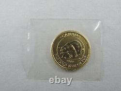 2015 1/4 oz $10 Gold Coin Polar Bear and Cub 99.99% Fine Au RCM Canada