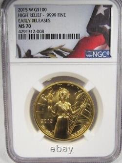 2015 American Liberty High Relief. 9999 Fine Gold Coin MS70 NGC AL943