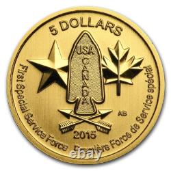 2015 Canada 5 Dollars First Special Service Force 1/10 oz. 9999 Fine Gold coin 2015 Canada 5 Dollars First Special Service Force 1/10 oz. 9999 Fine Gold coin