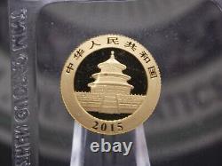 2015 China Gold 1/10oz. 999 Fine GOLD 50yn PANDA Sealed Bullion ECC&C, Inc