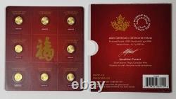 2015 MAPLEGRAM8 1 Gram Gold Coins Canada 8 x 1 g. 9999 Fine Lunar LUCK