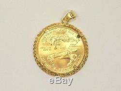 2016 1/2 Oz Fine Gold American Eagle $25 Coin in 14k Yellow Gold Pendant